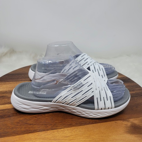 Skechers Goga Mat Strappy Slip In White Sandals 9 - Picture 4 of 7